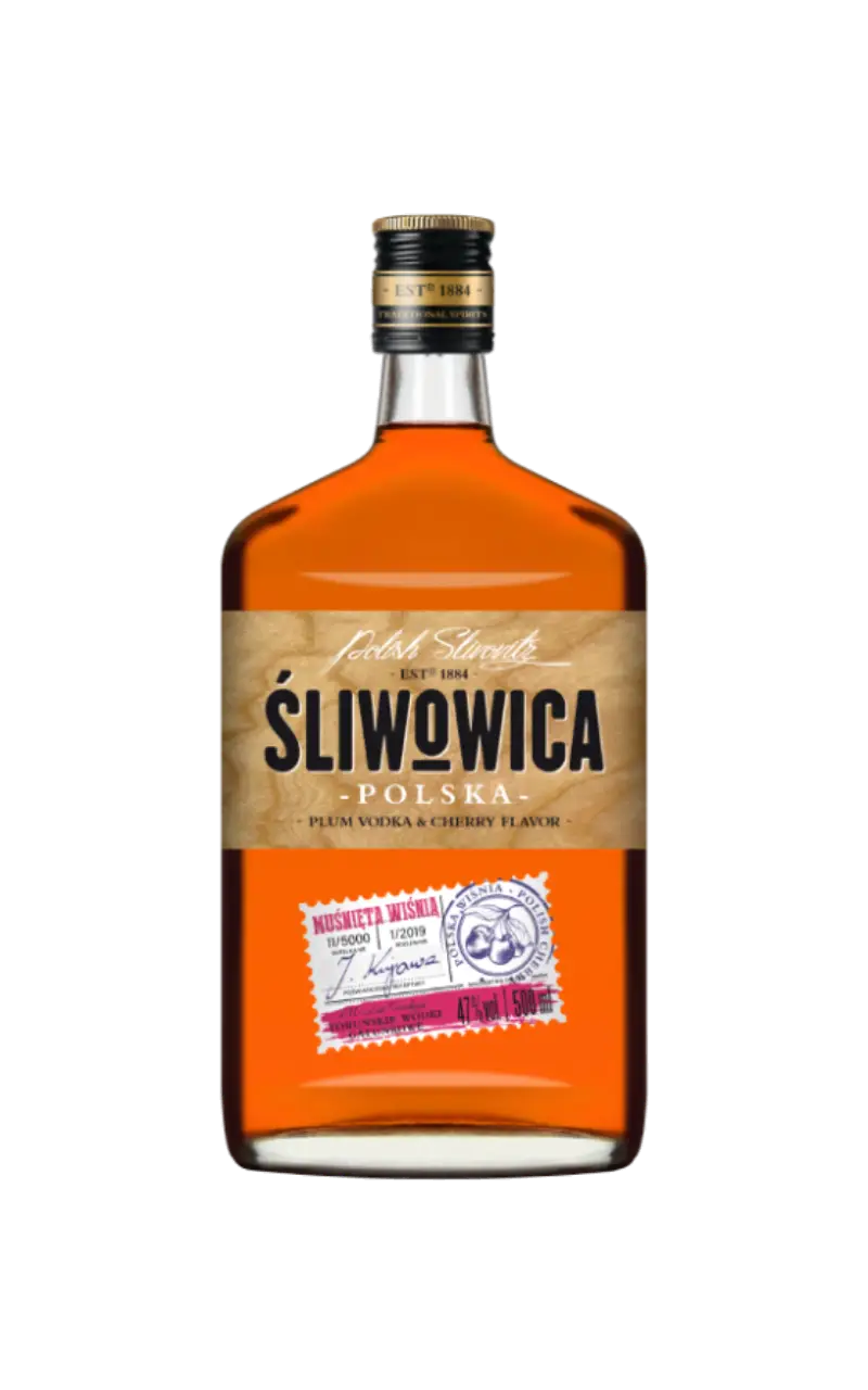 Śliwowica Polska Muśnięta Wiśnia - Wódka - producent alkoholi Toruńskie Wódki Gatunkowe